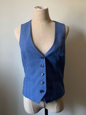 Banana Republic Classic Women's Blue Button-Front Vest